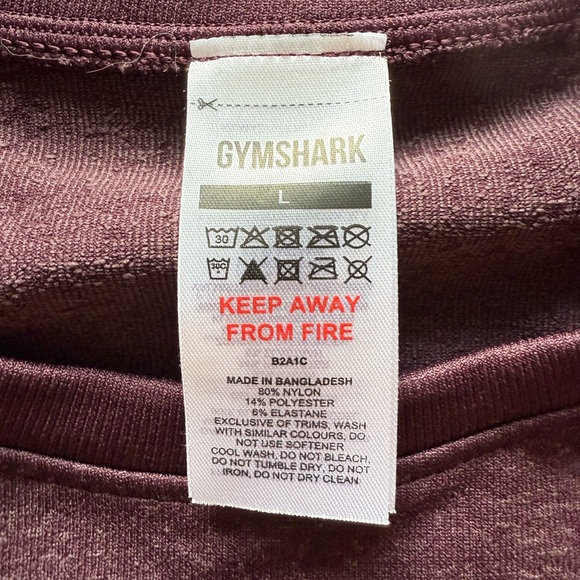 Gymshark Burgundy Long Sleeve Top - Picture 3 of 5